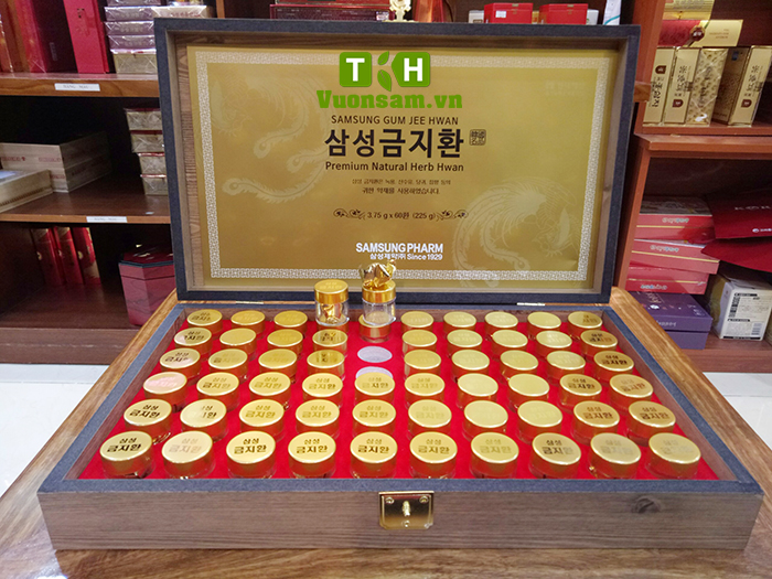 Kiện Lão Hoàn SAMSUNG Hàn Quốc hộp gỗ 60 viên * 3.75g GUM JEE HWAN